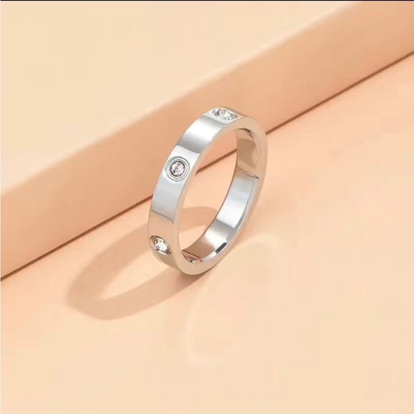 1pc Rhinestone Stainless Steel Ring - Picture 5 of 5